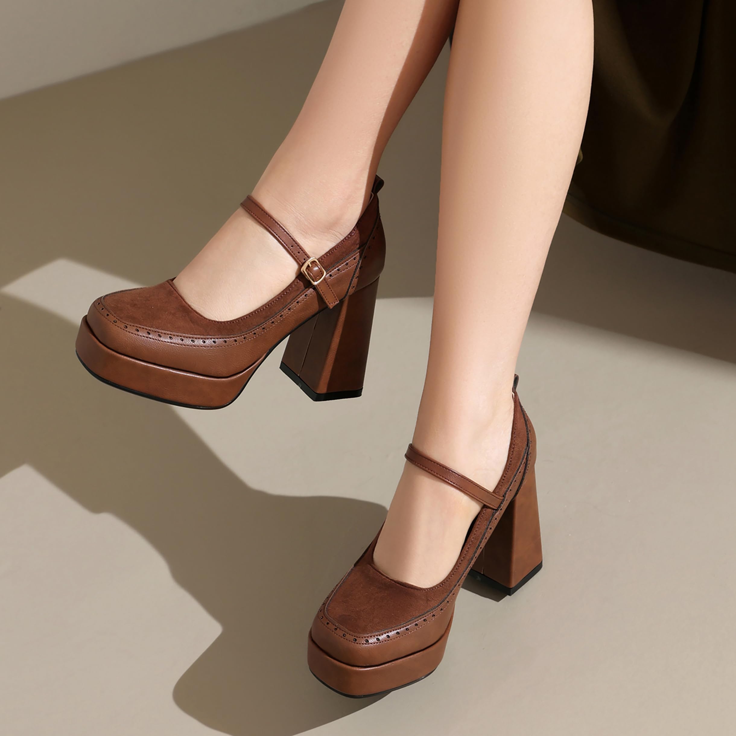 Donna Tacco a Blocco Mary Jane con Plateau Dp809 High Heel, Numero 34-43