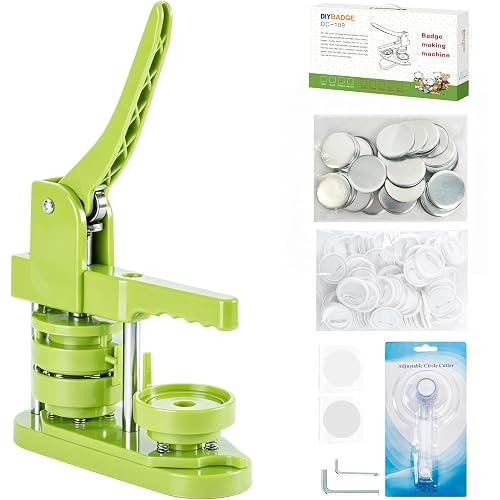 Happizza Button Maker Machine 58mm - (3rd Gen) Installation-Free 58mm(2.25in) DIY Pin Badge Button Maker Press Machine Badge Punch Press with Free 100pcs Button Parts&Pictures&Circle Cutter