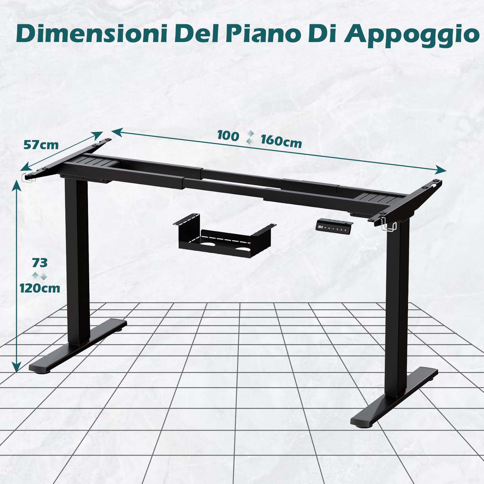 Devoko Scrivania Seduta E In Piedi, 2 Motori, Piano Scrivania Con 3 Tasti Di Memoria, Rotelle, Ganci E Scatola Per La Gestione Dei Cavi, Scrivania Regolabile In Altezza 73 – 120 cm, Nero
