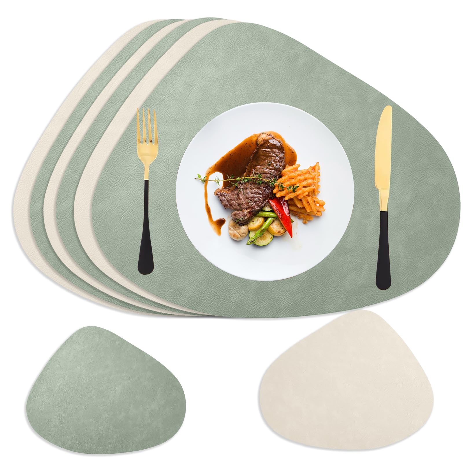 Napperons en simili-cuir HaruYo set de 6 tapis de table bicolores lavables