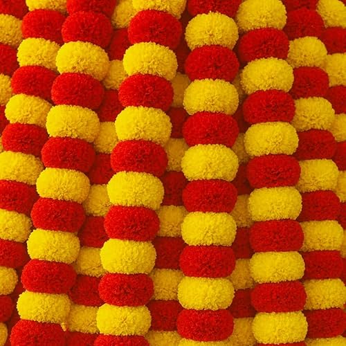 Guirnalda de caléndula para decoración, paquete de 5, flores artificiales de caléndula para decoraciones de Diwali Pooja, guirnalda de flores indias