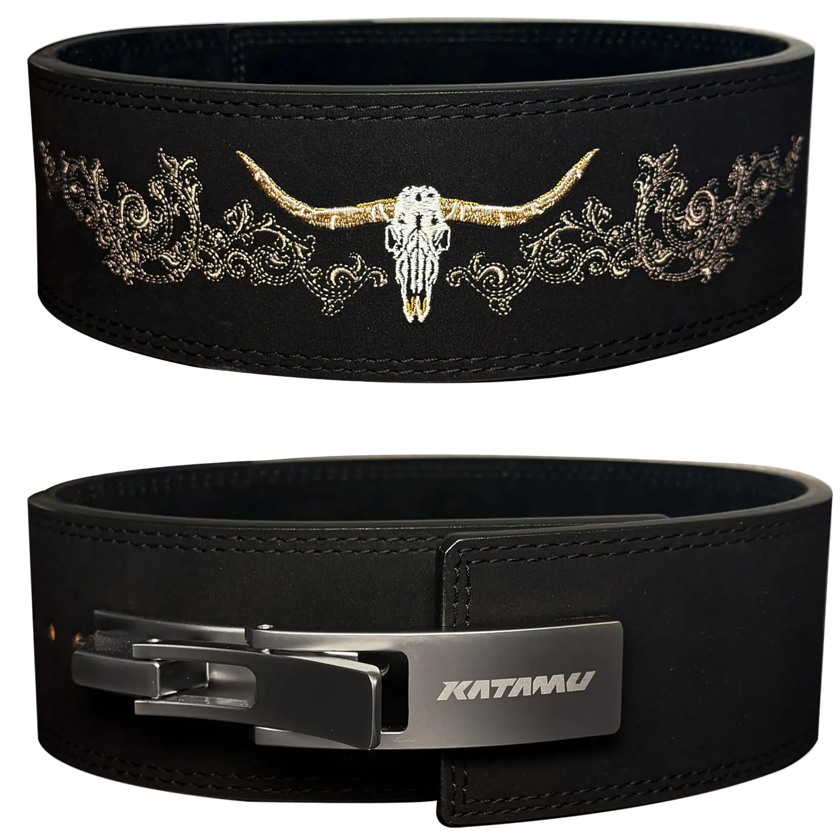 Katamu Western Collection USPA & IPL zugelassener Hebelgürtel – Premium 10 mm Leder-Powerlifting-Gürtel für Damen und Herren, Stahl-Hebelschnalle, 10 cm Rückenstütze für Kreuzheben und Kniebeugen
