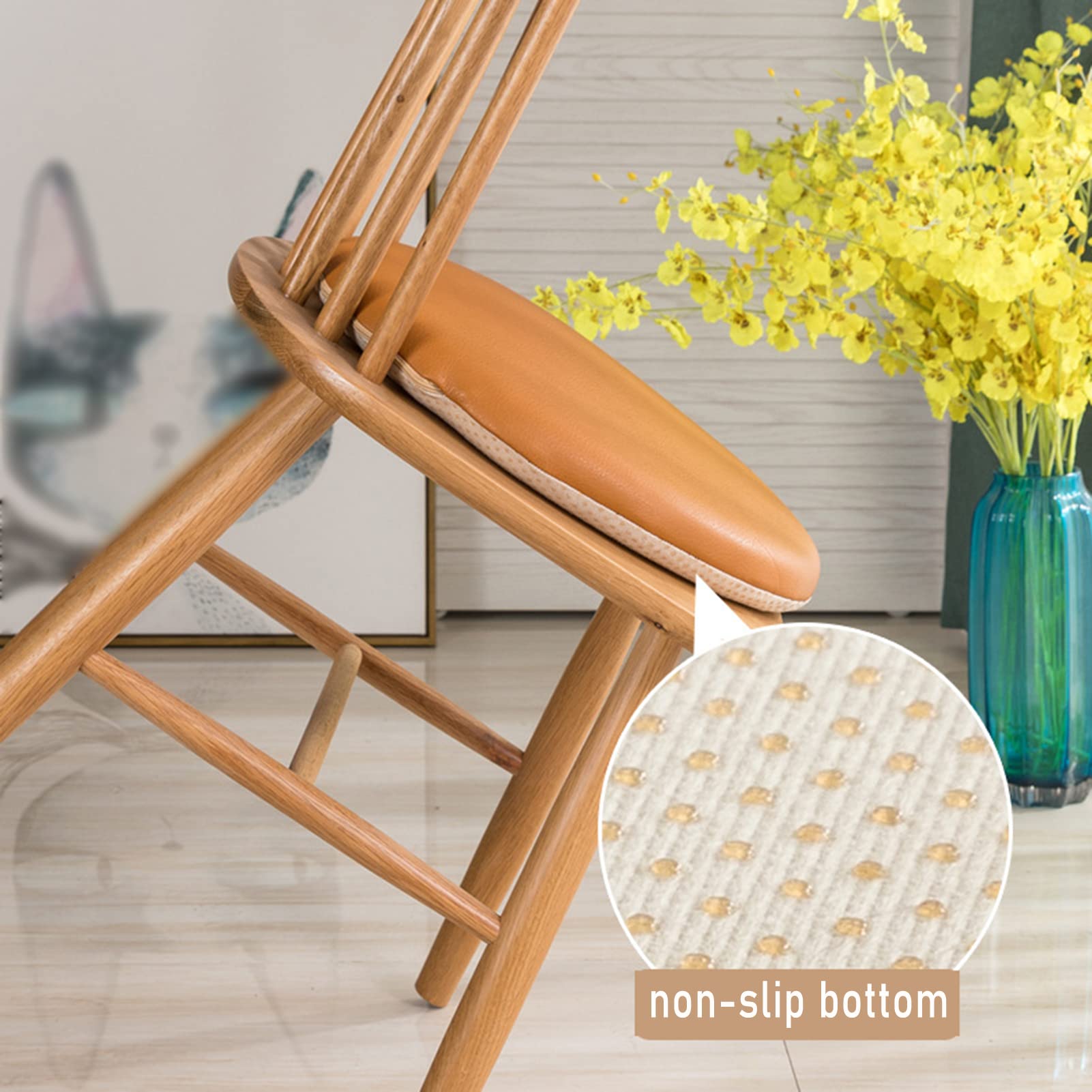 Zewnętrzne okrągłe krzesło bistro wodoodporna antypoślizgowa podkładka do siedzenia do użytku wewnątrz i na zewnątrz 40 cm Kaki (1 sztuka) stół i akcesoria ogrodowe