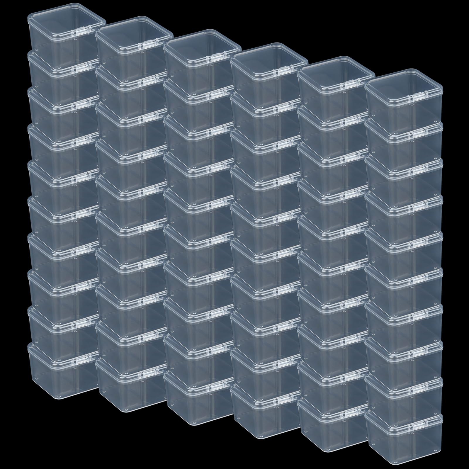 LJY 60 Pack Plastic Storage Boxes with Lids 5.5 x 5.5 x 3.5 cm, Square Small Containers for Diamond Art Accessories Beads