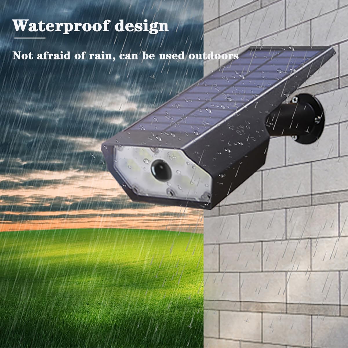 Solar Wall lamp Human Body Induction Simulation Monitoring Light, Fully Automatic Household Outdoor Remote Control Waterproof Courtyard Light,Warm Light