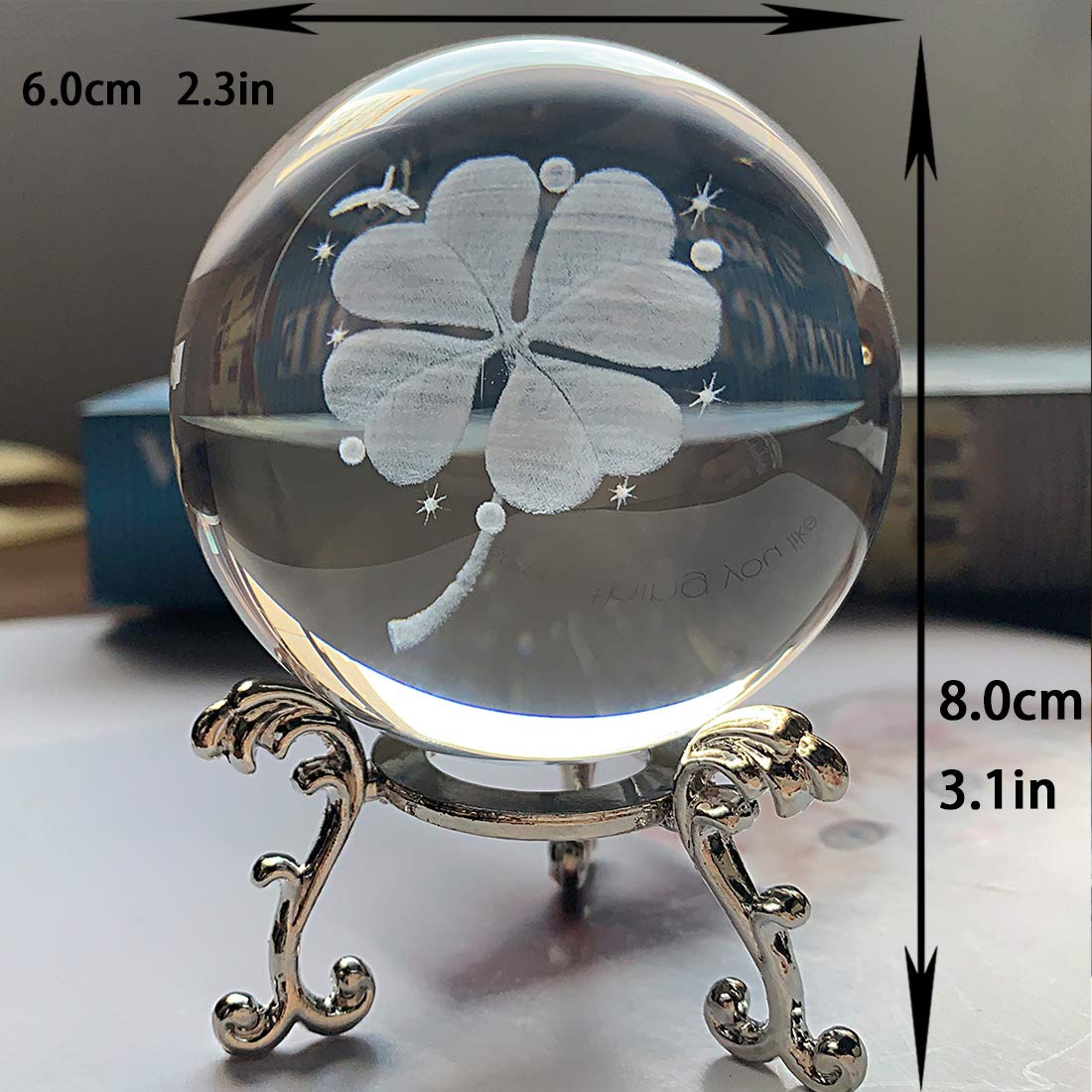 Amazon.co.jp: クリスタル 2.4インチ (60mm) 四つ葉のクローバー