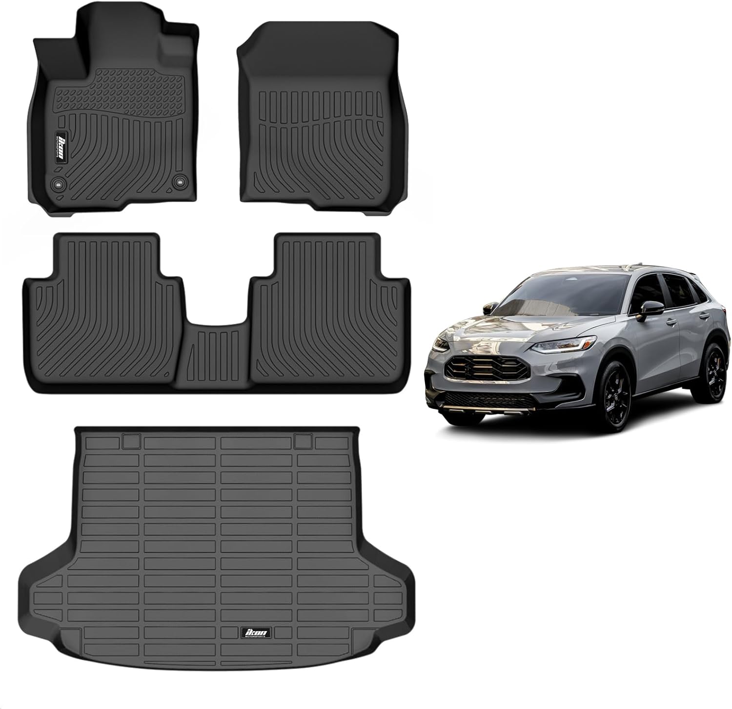 FREEMOTOR802 All Weather Floor Mats & Cargo Liner Compatible with 2023-2025 Honda HR-V | Custom Fit 3D TPE Car Floor Carpets Trunk Mat Front Rear Protection Pad Black