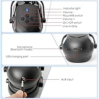 Vista 5 de Aolamegs Orejeras con Bluetooth para casco duro, NRR de 26 db, con cancelación de ruido, orejeras para llamadas, música, protección auditiva