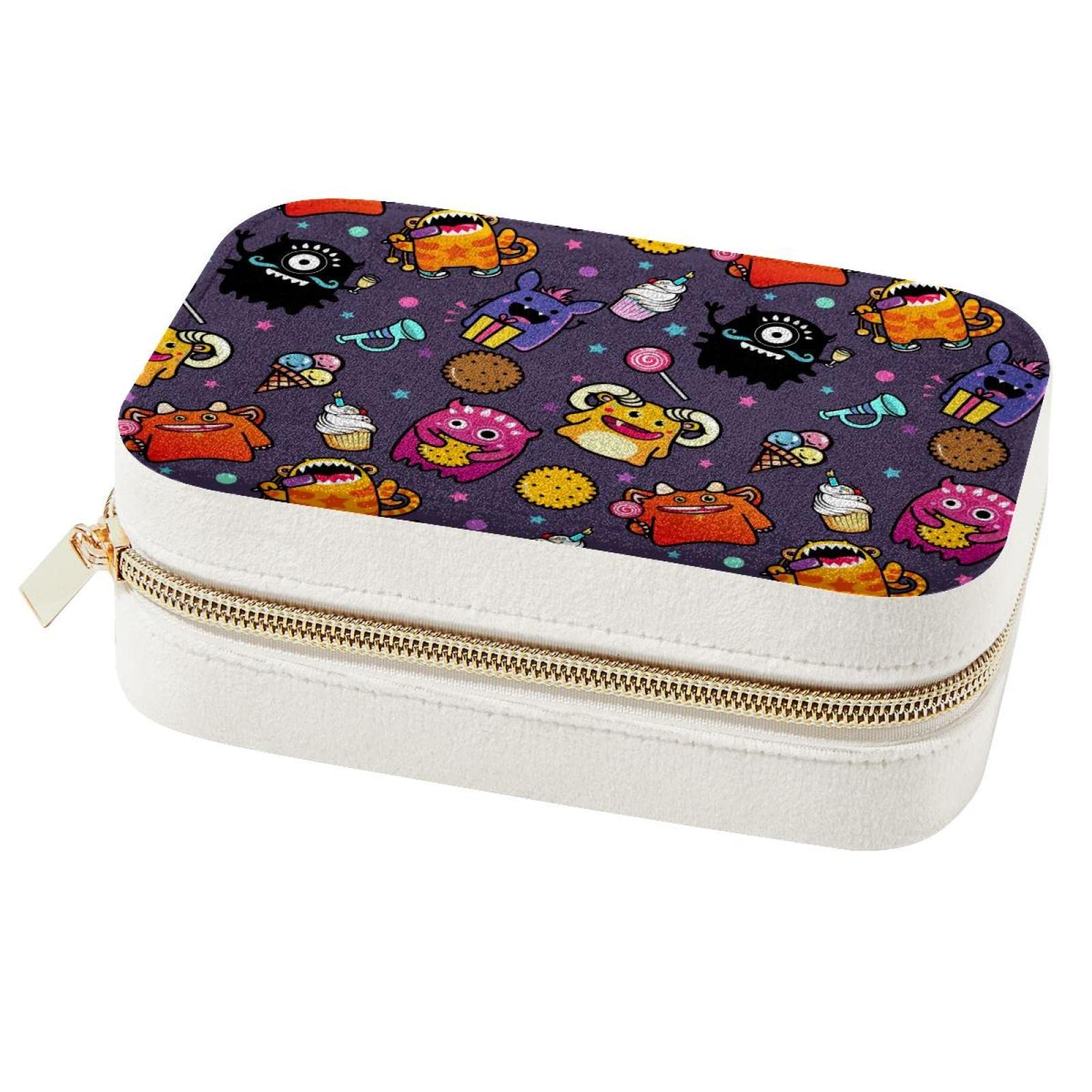 Organisateur bijoux voyage double couche anti-nœuds - Petite boîte à bijoux monstres colorés