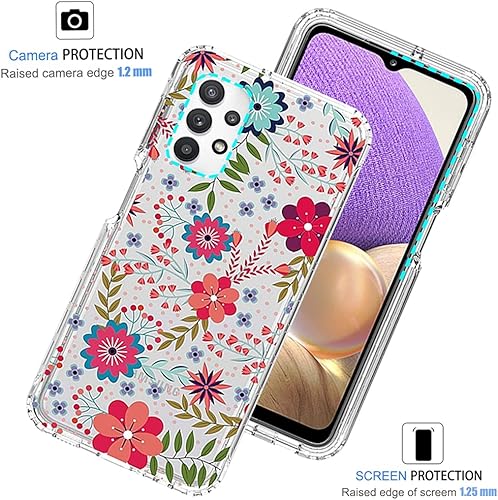Miniatura 2 de Funda para Galaxy A32 5G, funda Samsung A32 5G para niñas, bonita funda floral de TPU transparente a prueba de golpes, funda protectora para Samsung