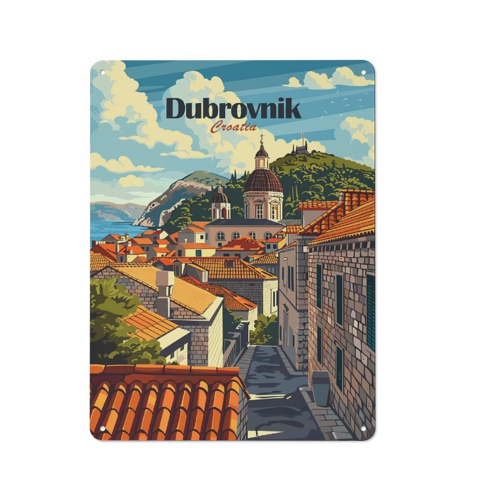 Junmoney Dubrovnik Croatia Travel Retro Metal Sign 40X30cm Featuring For Bar Or Restaurant, For Bar Decor Enthusiasts