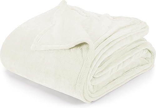 Utopia Bedding Manta de forro polar marfil, tamaño King, ligera, mullida, suave, antiestática de microfibra (90 x 102 pulgadas)