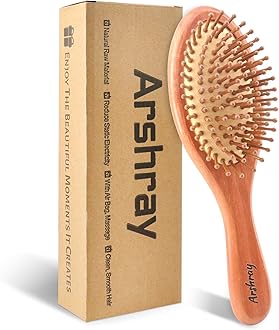 Natural Red Eucalyptus Bamboo Paddle Hairbrush for Women,Reduces Static Electricity,Has Air Holes in the Middle of the Comb,and Handles Tangled,Dry and Tangled Hair