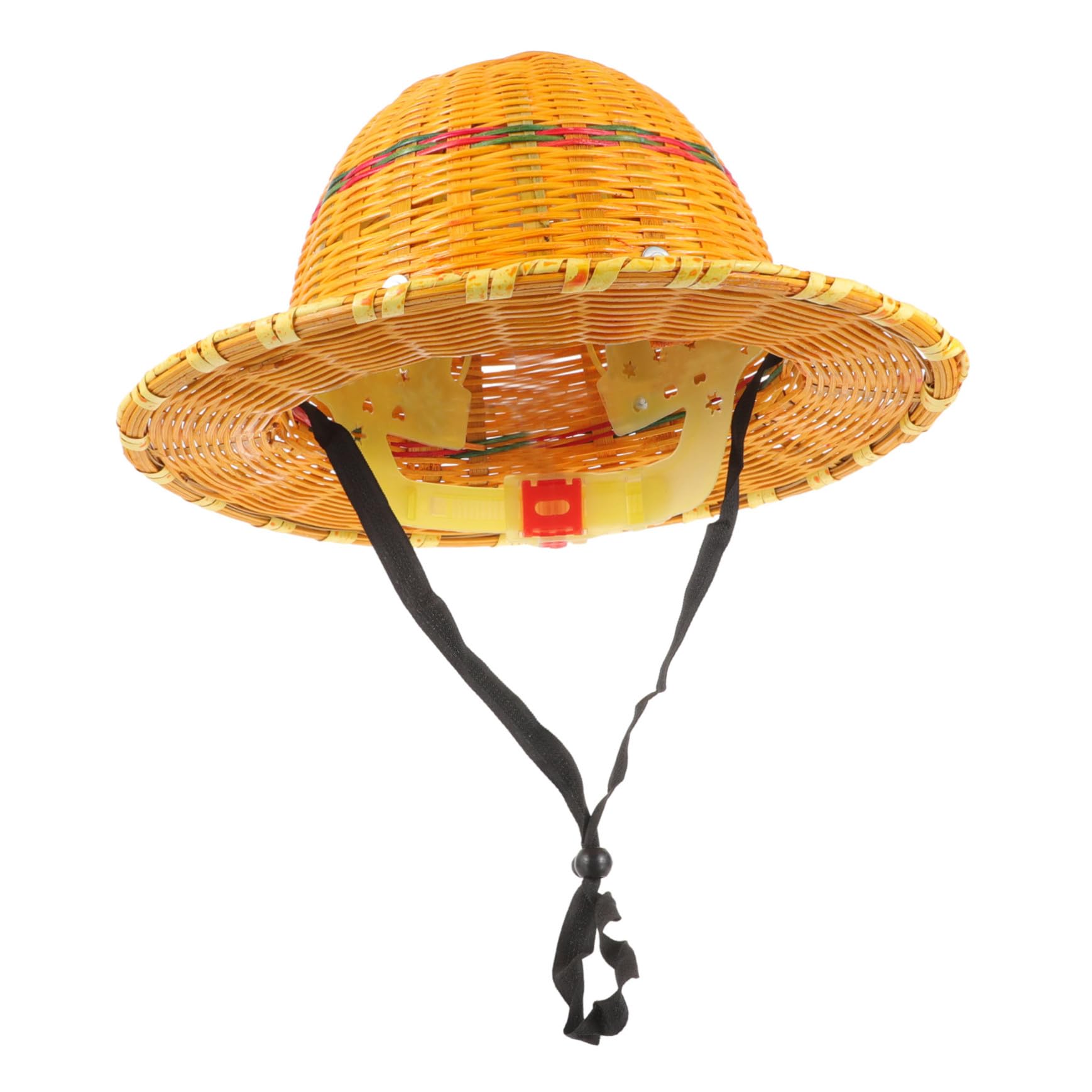 Gatuida Bambusgeflecht Sicherheitshelm mit Kurzem Schirm Komfortabler Bauhelm für Sommer und Baustellen Atmungsaktiver Sonnenschutz Schutzhelm in Orange