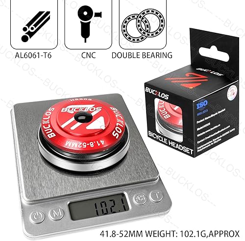 Miniatura 6 de BUCKLOS 1-18 Auriculares para bicicleta MTB sin rosca 34 44 44-50.6 44-55 44-56 1.646-2.047 in, tubo cónico recto para bicicletas de montaña,