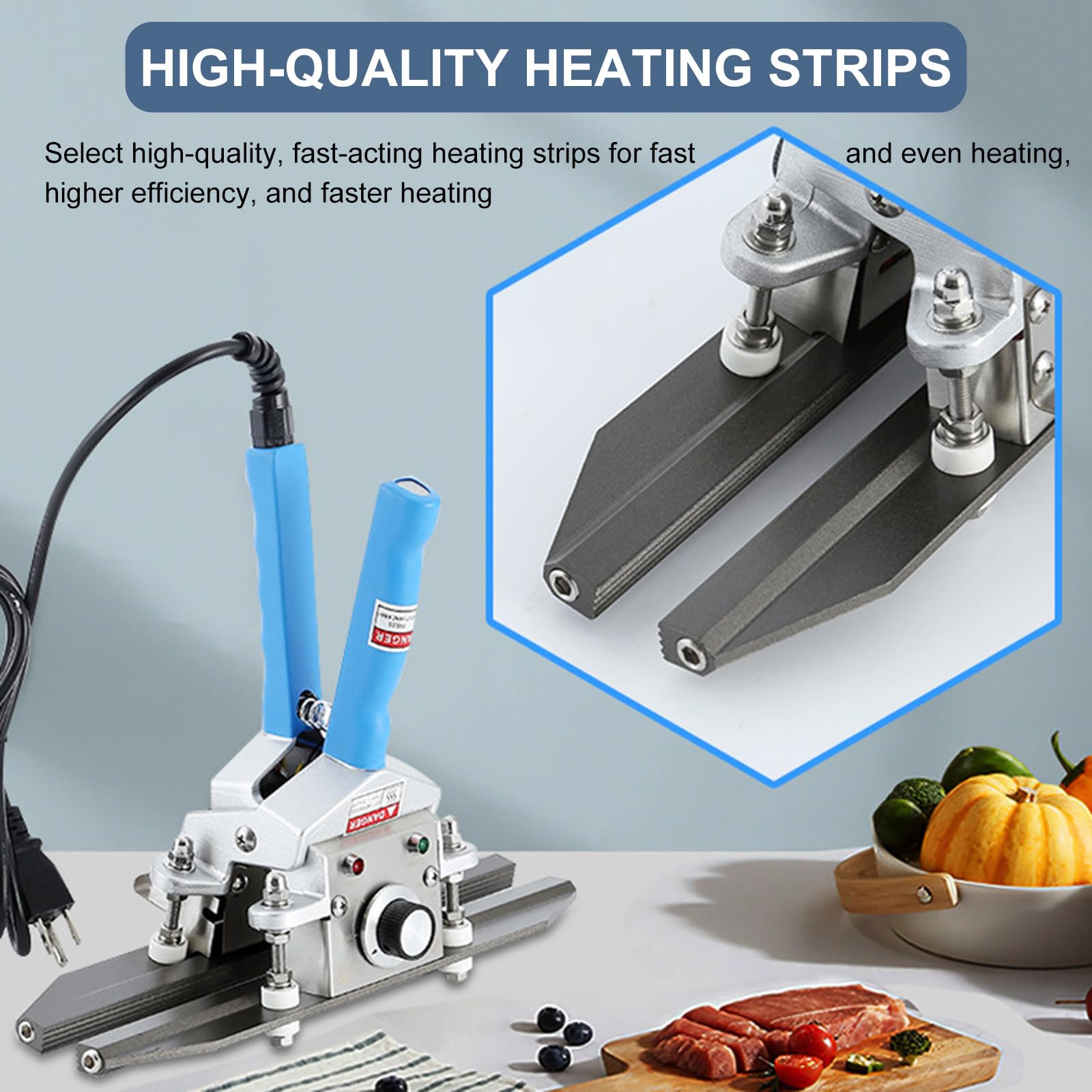 Sellador térmico de mano para bolsas de plástico y aperitivos, temperatura ajustable para almacenamiento de alimentos, ancho de sellado de 300 mm