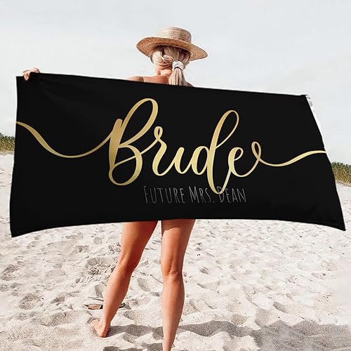 Miniatura 2 de Toalla de playa personalizada para novia, toalla de playa dorada personalizada para la señora nombre, toalla de playa personalizada para mujer, luna