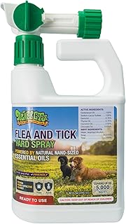 Trifecta Flea and Tick Ready to Use Outdoor Spray for Yards | All Natural Flea and Tick Prevention for Yards with Essential Oils | Pet and Family Safe | Hose-End Sprayer for up to 5,000 Sq Ft