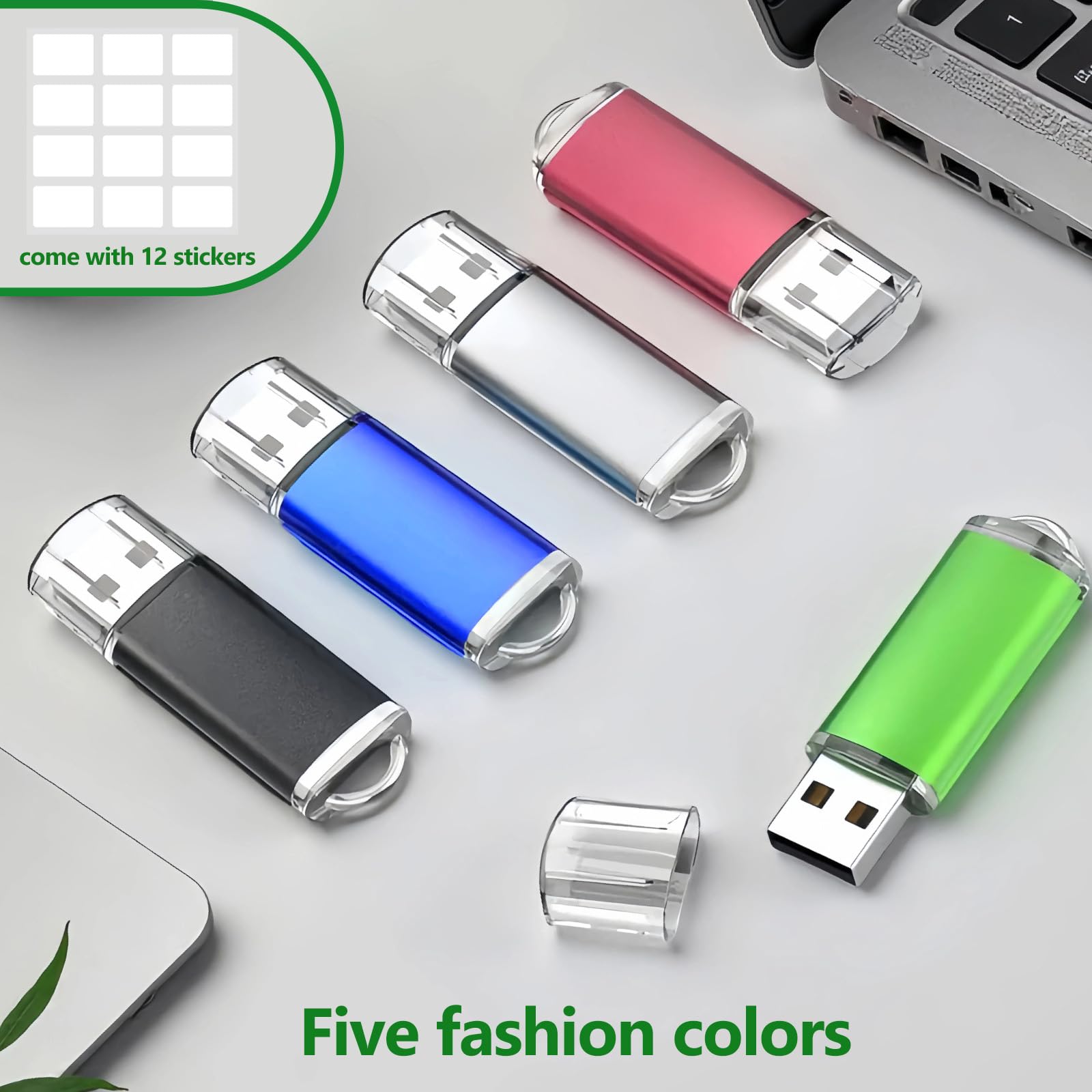 Pamięć USB 2 GB USB 10 sztuk pendrive 2 GB WISEORANGE Metal USB2.0 pamięć USB do komputera, laptopa, telewizora z oświetleniem LED (10 kolorów)
