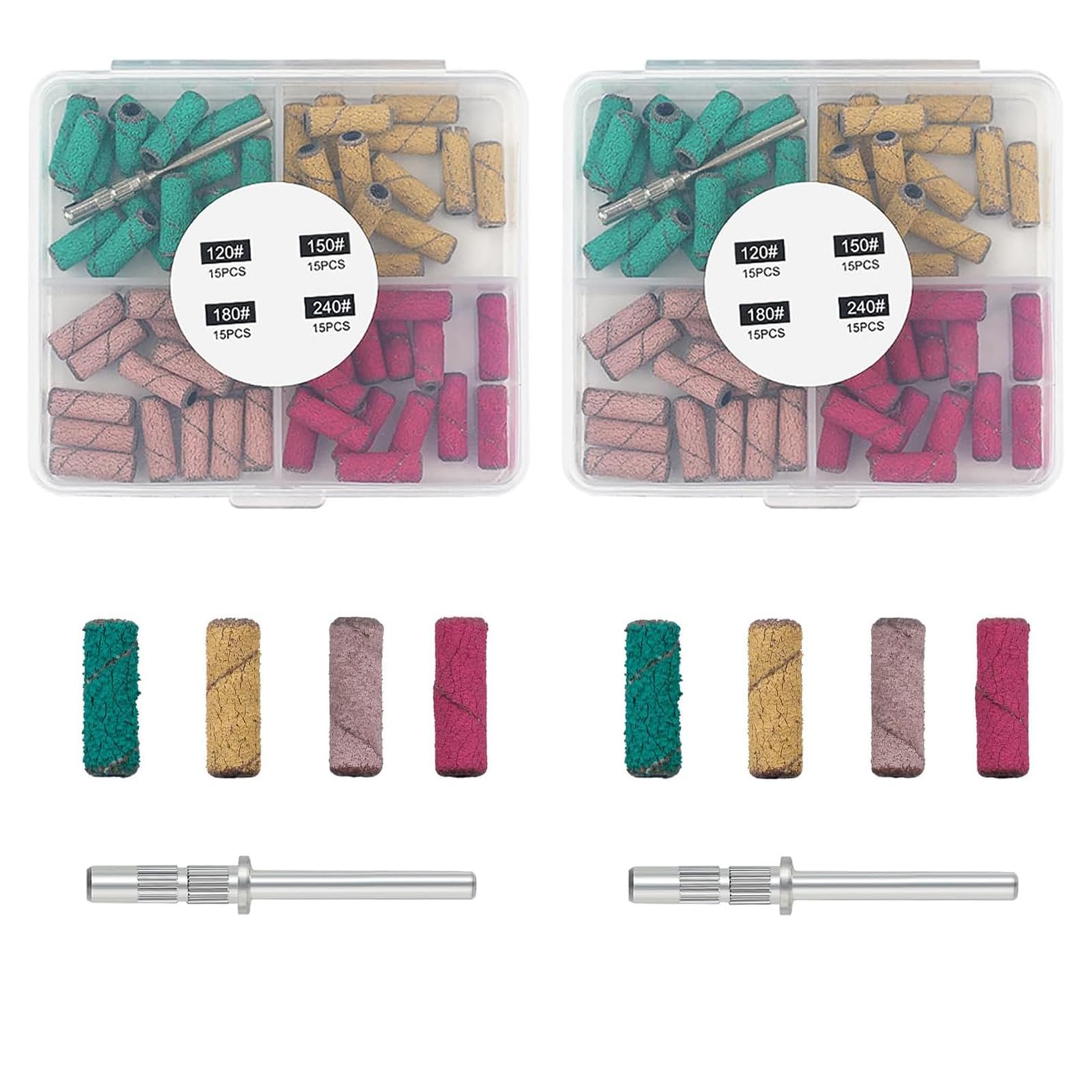 120 Pcs Nail Drill Bits, 3mm Mini Sanding Rings for Manicure Pedicure Kit, Professional Nail Art Kit for Women, Includes 2 Shank Drill Bits, Size 0.11in