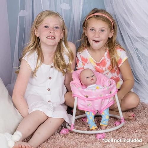 Miniatura 7 de Adora Andador de muñeca de bebé en diseño adorable de rosa arcoíris, se adapta a muñecas de bebé de hasta 16 pulgadas, regalo de cumpleaños para