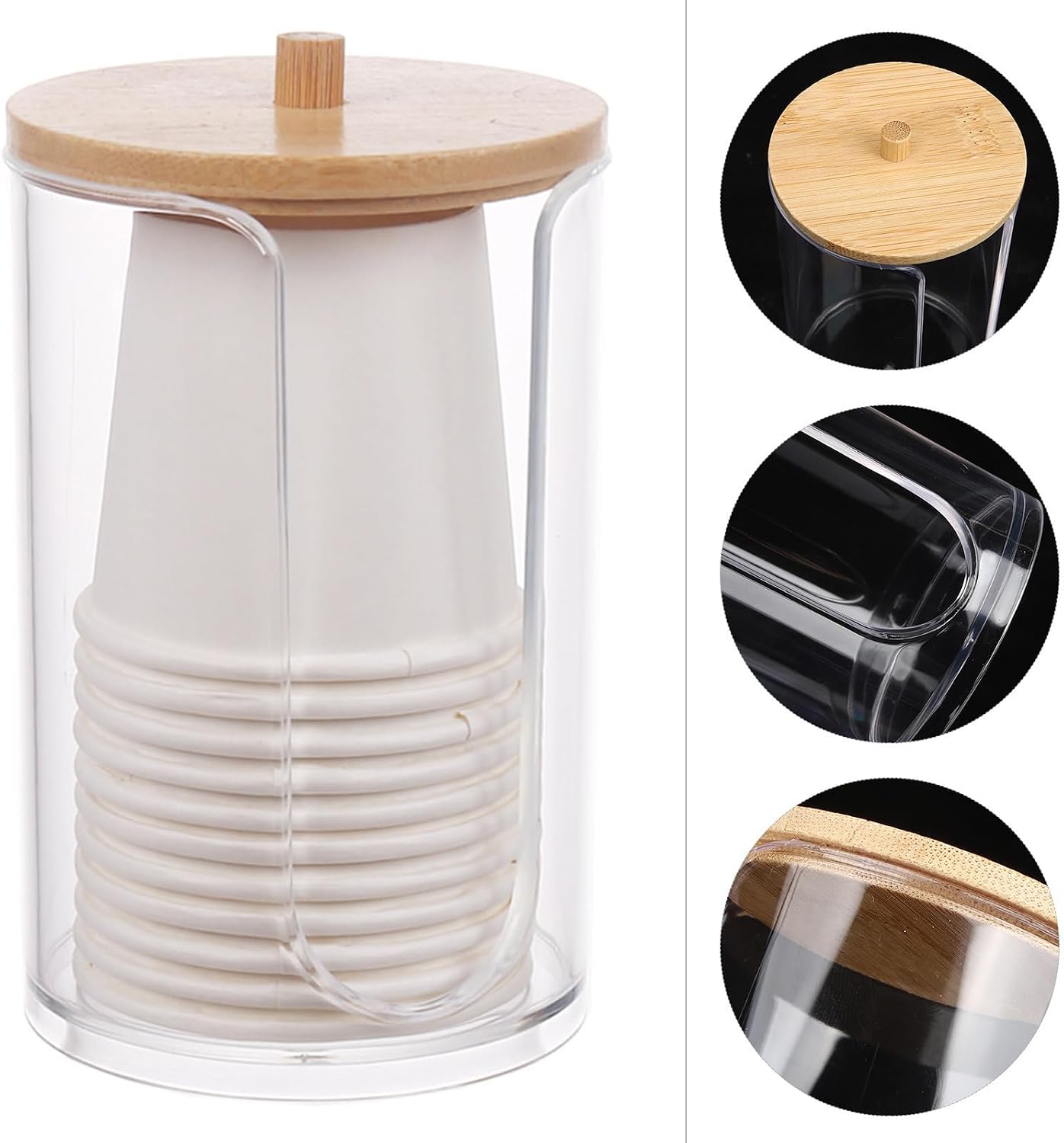 Multi-Purpose Bathroom Cup Holder Dispenser for Paper and Rinsing Cups, Plastic Cotton Pad Holder Safe to Use for Home Furnishing and Homestay