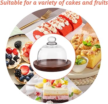 3PCS Mini Cake Stand with Dome Lid Glass, Small Cake Stand with Lid