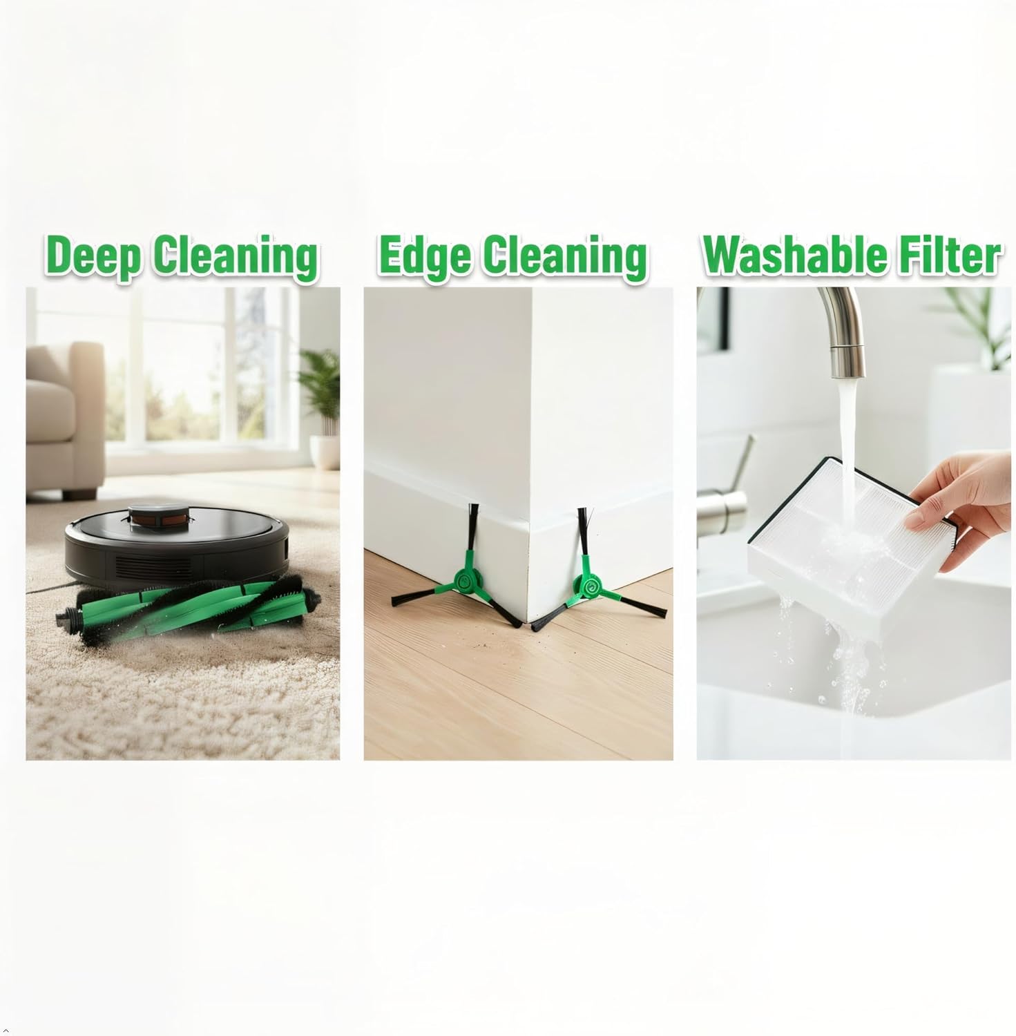 Replacement Parts Accessories for iRobot Roomba 104/105 Vac & Combo Essential Vac 2 Y0110,Y0112,Y0140,Q0120 Q052 2 Main Brush Rollers, 8 Hepa Filters, 8 Side Brushes, 1 Brush Cleaning Tool