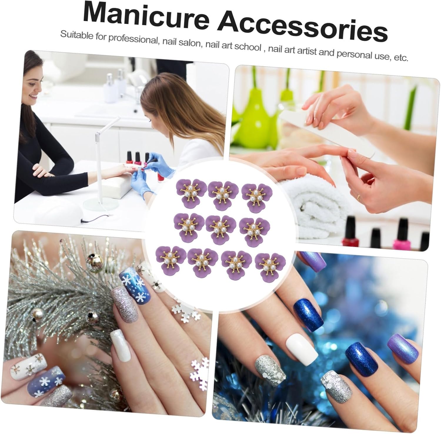 10pcs Beautiful DIY Manicure Pearl Flower Ornaments Nail Charms Stylish Nail Art Supplies Women Decorations