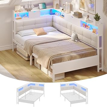 AOGLLATI Canapé-lit 90x200 Beige avec Multiprise et LED