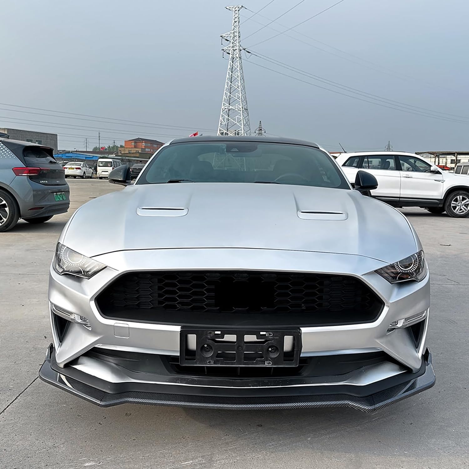 Car Front Bumper Spoiler Lip Splitter Body Kit for Ford Mustang MK6.5 2018-2023