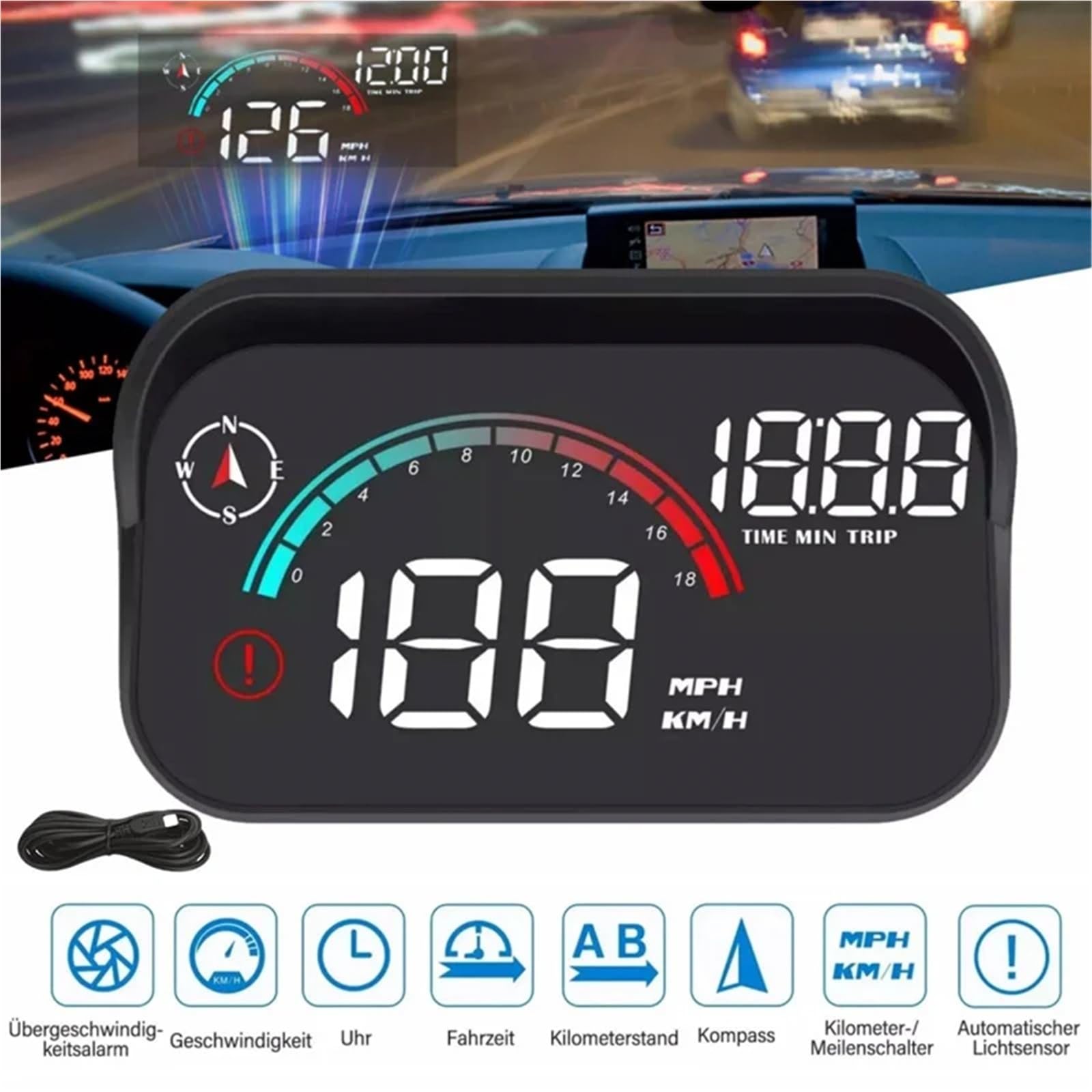 M22 Car HUD Head Up Display Universal Digital GPS Speedometer HD LCD Projection On Glass Windshield Projector For All Cars