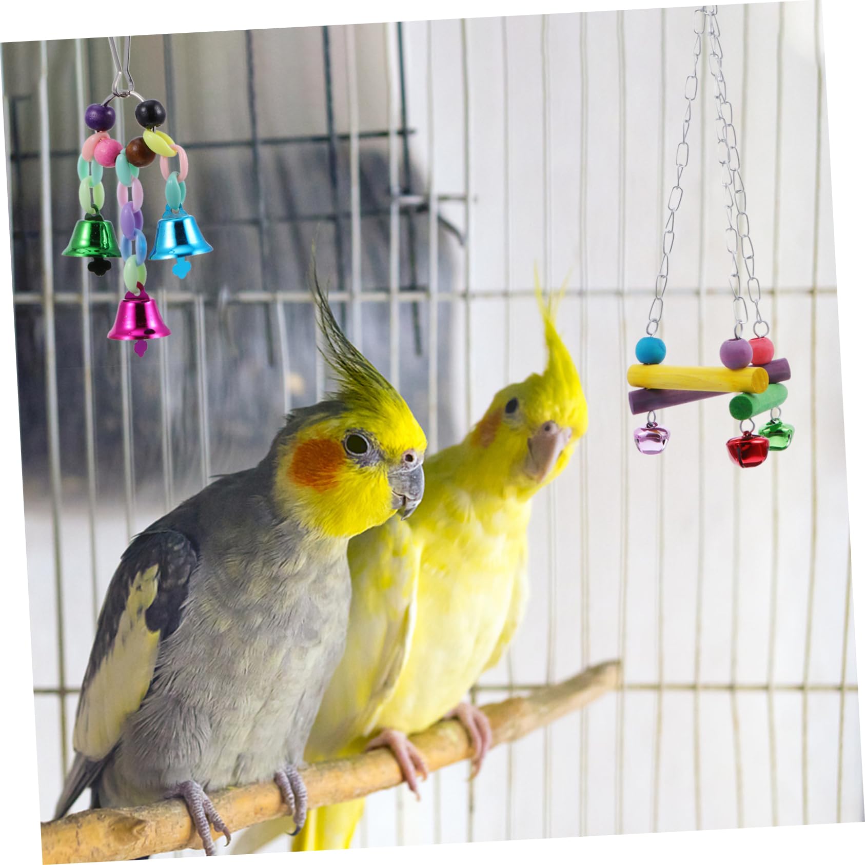 COLLBATH Vogelkäfig Spielzeug Hängendes Glocken Schnabel Spielzeug 5 Stück für Papageien und Vögel Fördert Intelligenz