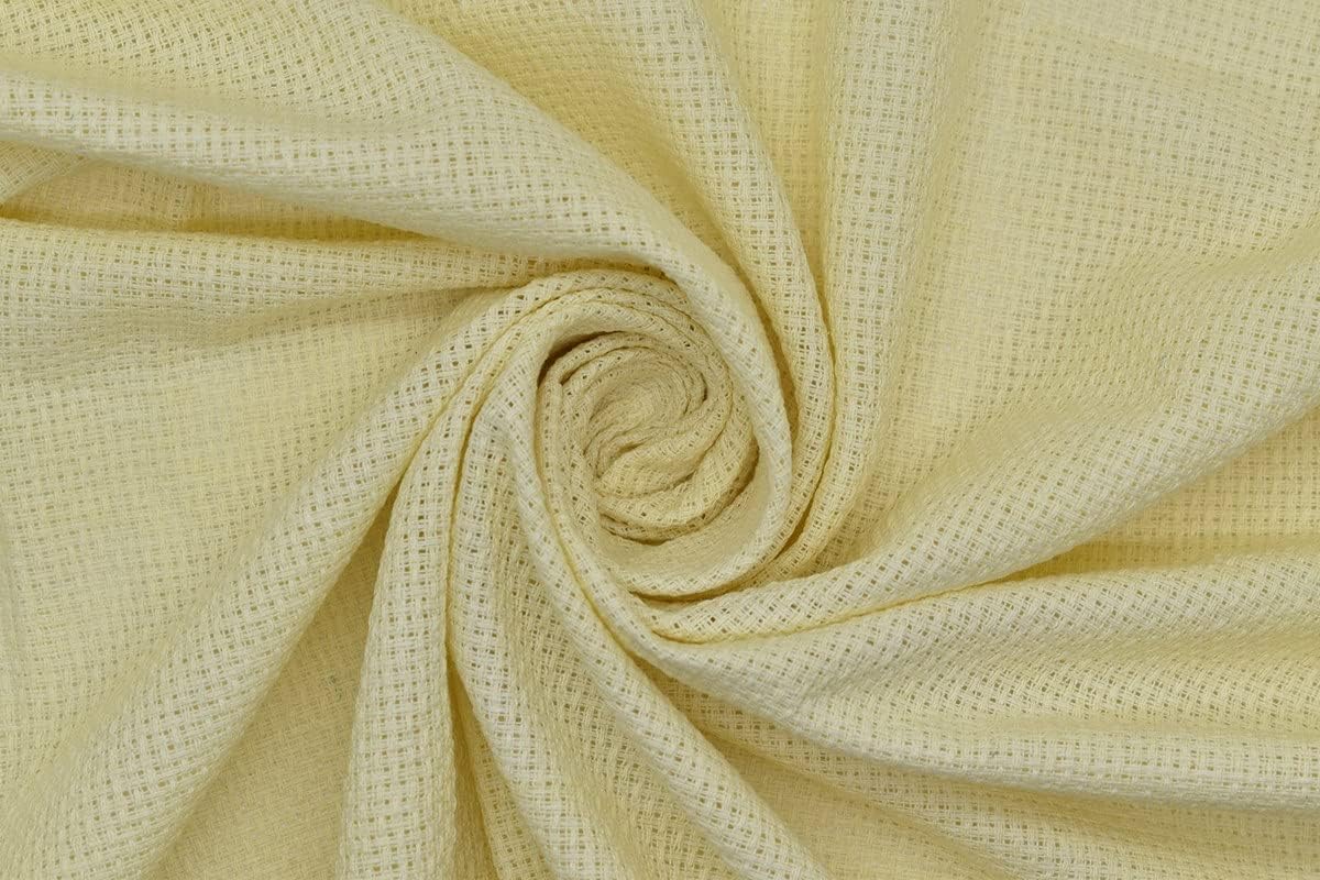 HUNNY-BUNCH Premium Matty Fabric Used for - Cross Stitching - Embroidery Work - Household Articles Like Cushion Covers, Sofa Covers Etc (Width : 36 Inch - Pack of 2 Meters) Lemon Yellow