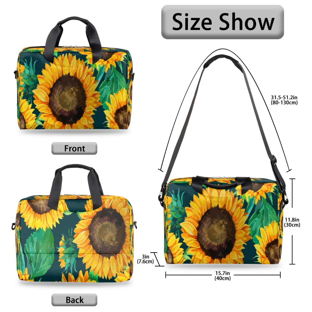 Custodia per laptop con fiori di girasole per borsa a tracolla da 13 a 16 pollici con fiori gialli borsa a tracolla per laptop valigetta borsa da trasporto