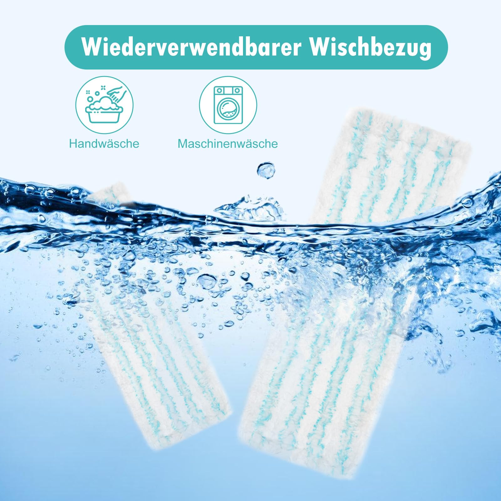 4 Stück Wischbezüge Zubehör für Leifheit Profi XL Micro Duo / Profi XL Cotton Plus, Mikrofaser Putzlappen , Bodenwischer Ersatzbezug für Alle Hartböden