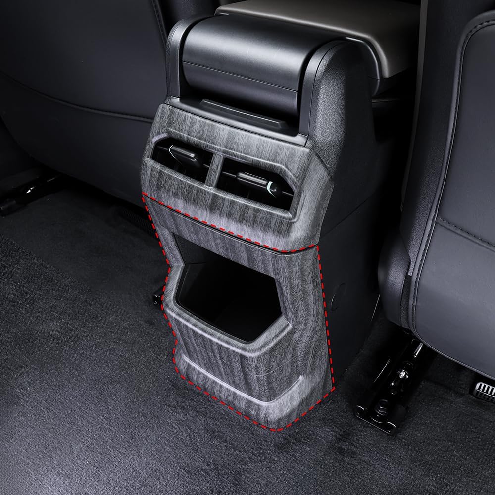 Cnaurda ABS Car Rear Air Vent Outlet Cover,Rear Center Console Air Conditioning Outlet Vent Anti-Kick Cover Compatible with Kia EV4 2025 2026 LHD/RHD Accessories (Wood Grain)