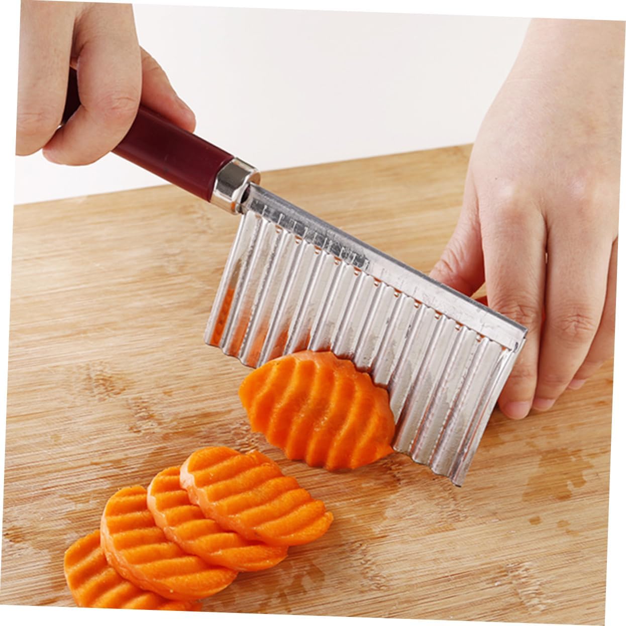 2pcs Assorted Wavy French Fries Knife Potato Crinkle Cutters Waffle Cutter for Potatoes