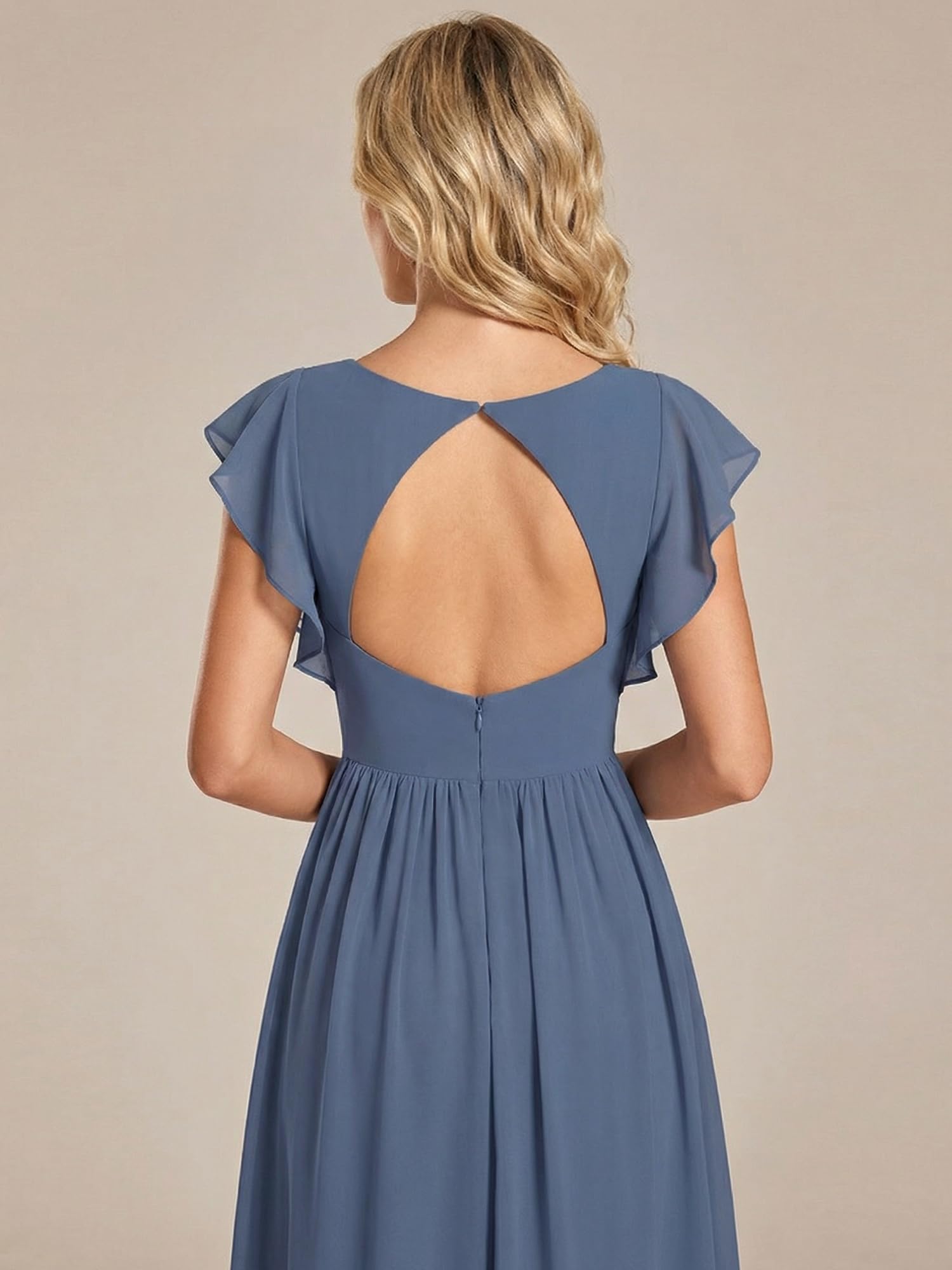 Ever-Pretty Abendkleider Lang V-Ausschnitt Brautjungfernkleider Chiffon für Hochzeit DS01819