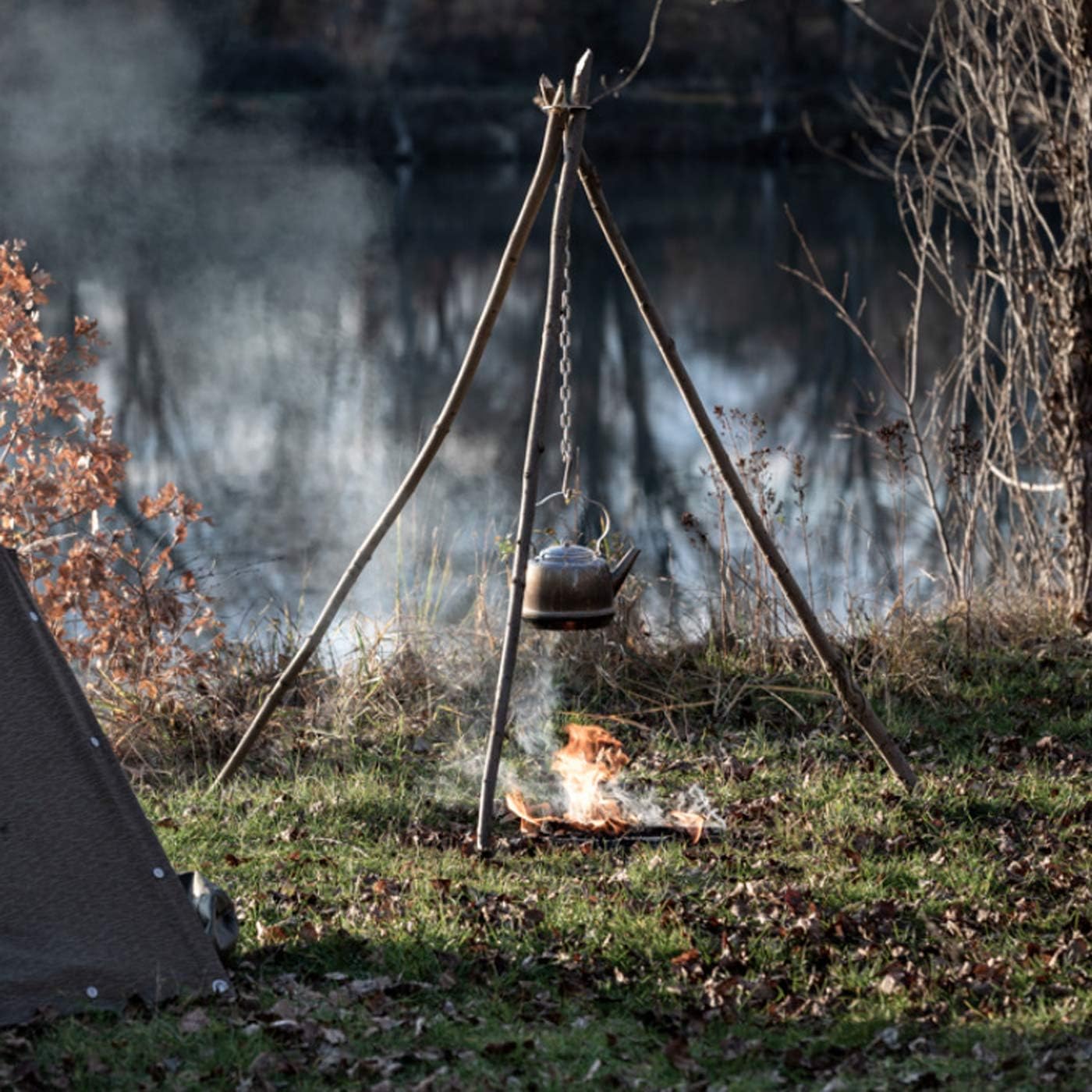 BSGB Camping Tripod Board Stainless Steel Campfire Support Plate with Adjustable Chain for Hanging Cookware Outdoor Cooking Pot and Pan Accessories for Cooking