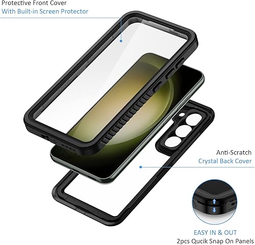 Miniatura 4 de Lanhiem Funda para Samsung Galaxy S23, impermeable IP68, a prueba de polvo, protector de pantalla integrado, resistente a prueba de golpes, funda