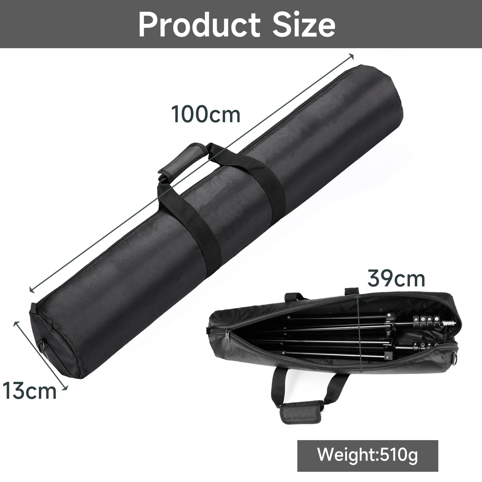 Torba Na Statyw 100 cm, Wodoodporna Oxford, Wyściełana z Paskiem, Przenośne Etui Transportowe do Fotografii Studyjnej, Jednonożny Statyw, Mikrofon, Drążek Namiotowy (100cm)