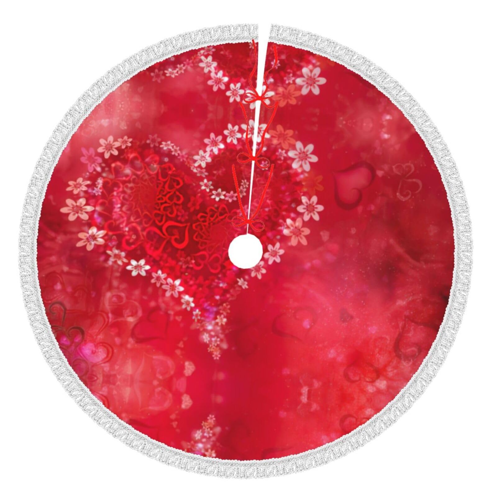 Jupe de sapin Saint-Valentin à cœurs rouges pour créer une ambiance de fête chaleureuse à la maison
