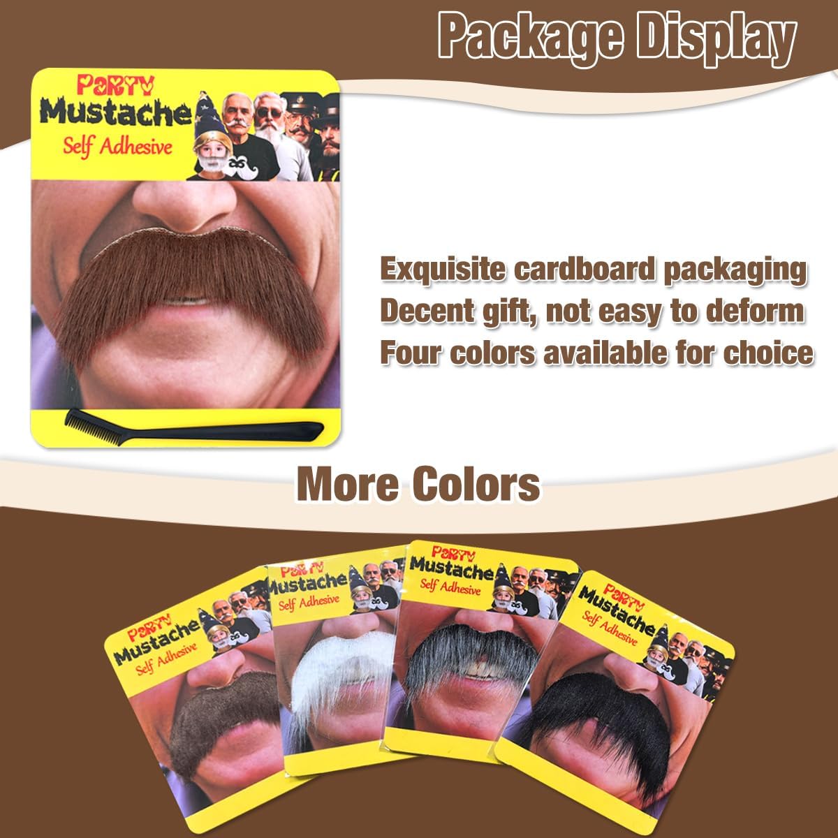 2pcs Fake Mustache Set Fake Beard Facial Hair Kit for Costume Halloween and Festival Party