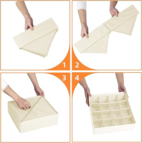 Miniatura 7 de Criusia Organizador de cajones de 6 piezas, 90 celdas, organizadores de armario y almacenamiento para el cuarto del bebé, organizador de cómoda de