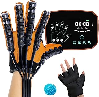FXNFXLA Stroke Hemiplegia Rehabilitation Robot Gloves, Hand Dysfunction Patient Training Device, Finger Exerciser Finger Orthosis(Size:M Code,Color:Left Hand)