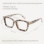 Miyya Lunettes de lecture élégantes pour femmes, lunettes Cheater, lecteurs de lumière bleu surdimensionné, lunettes de mode