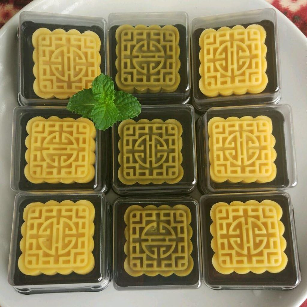 50g Moon Cake Mold 6 Stamps Square Hand Pressure Pastry Bakware Mid-autumn Festival