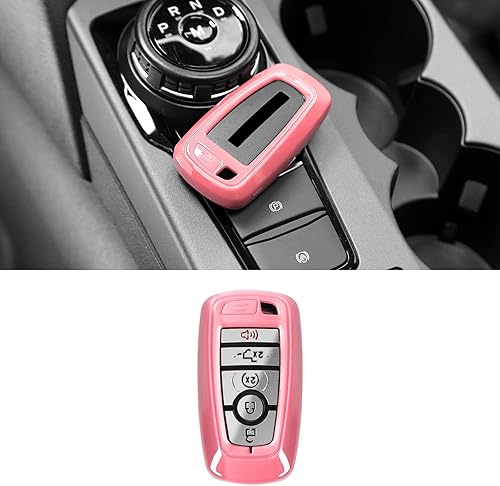 RAZPOY Funda para llavero compatible con Ford F-150 Explorer 2018-2023 y Ford Bronco y Bronco Sport 2021-2023, rosa