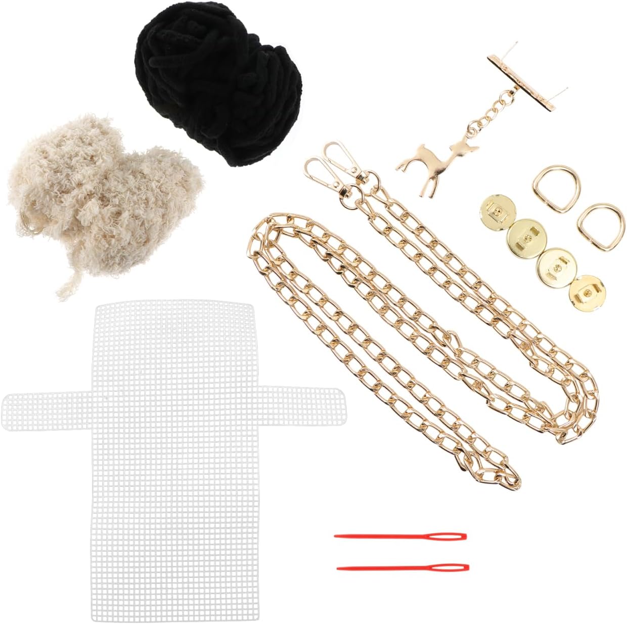 ABOOFAN DIY Purse Kit Braided Yarn Bag Cross Stitch Handmade Material Set with Deer Pendant for Mobile Phone Cosmetic Holder 7.28X4.13X1.77 Inch